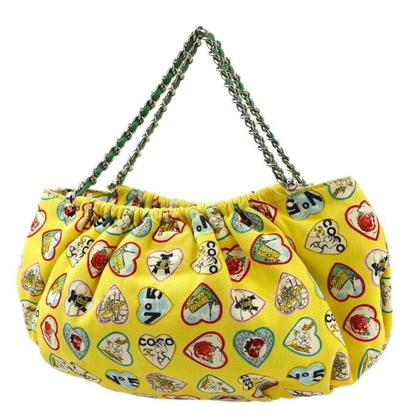 Chanel Yellow Canvas Valentine Chain Handbag - Picture 6 of 11